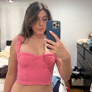 Zara Pink Textured Bustier Top